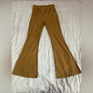 Tan Ribbed Flare Pants
